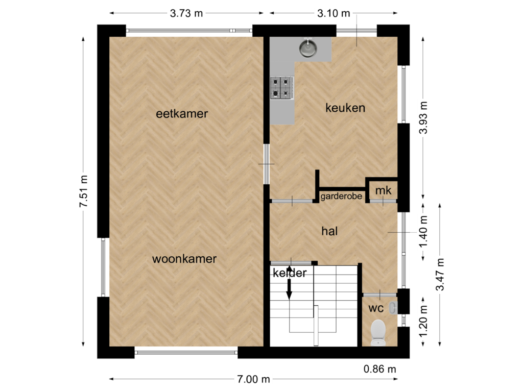 Bekijk plattegrond van Begane grond van Stationstraat 5