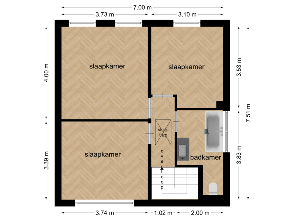 Bekijk plattegrond van Eerste verdieping van Stationstraat 5