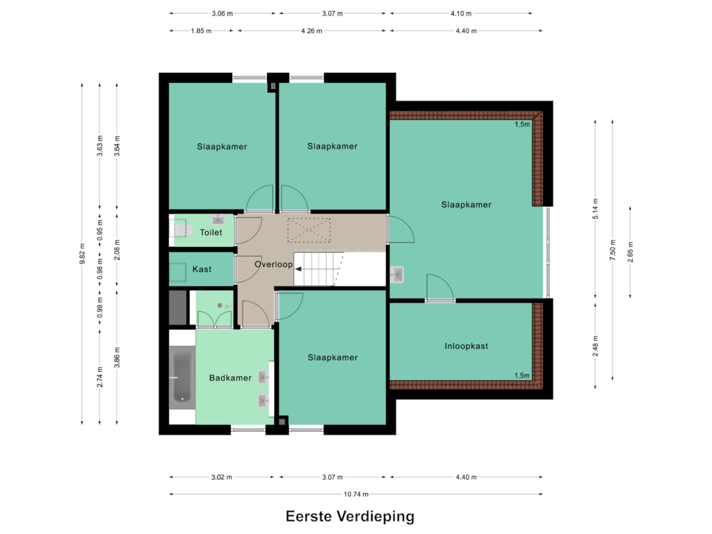 Bekijk plattegrond van Eerste Verdieping van Bergerweg 19