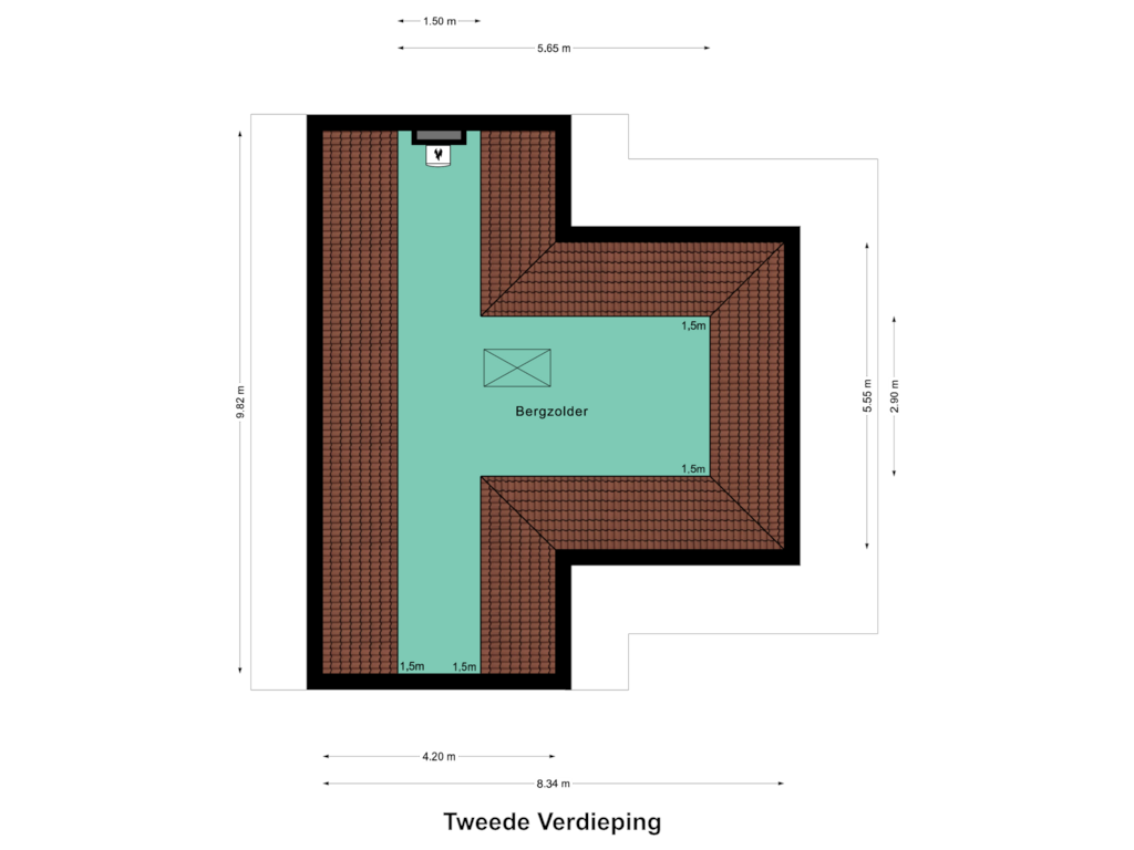 Bekijk plattegrond van Tweede Verdieping van Bergerweg 19