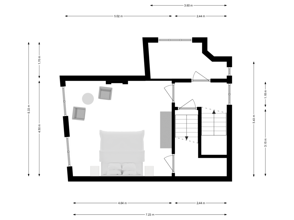 View floorplan of TWEEDE VERDIEPING of Geldersekade 18