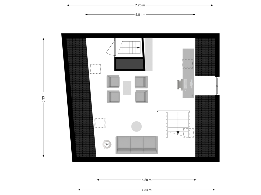 View floorplan of DERDE VERDIEPING of Geldersekade 18