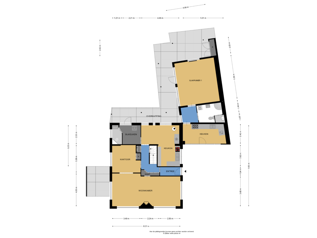 View floorplan of Begane grond of Dwarsweg 3