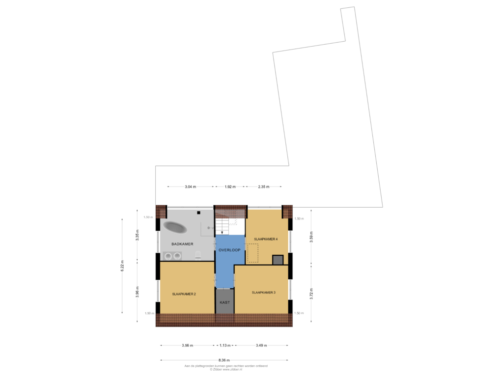 View floorplan of Eerste verdieping of Dwarsweg 3