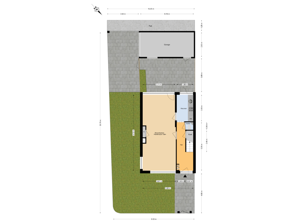 Bekijk plattegrond van Begane grond tuin van Lage Woerd 23