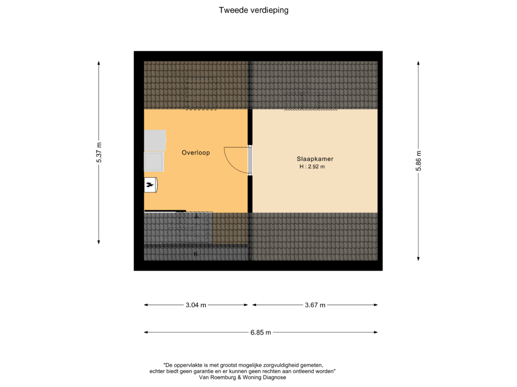 View floorplan of Tweede verdieping of Johannes Bosboomlaan 13