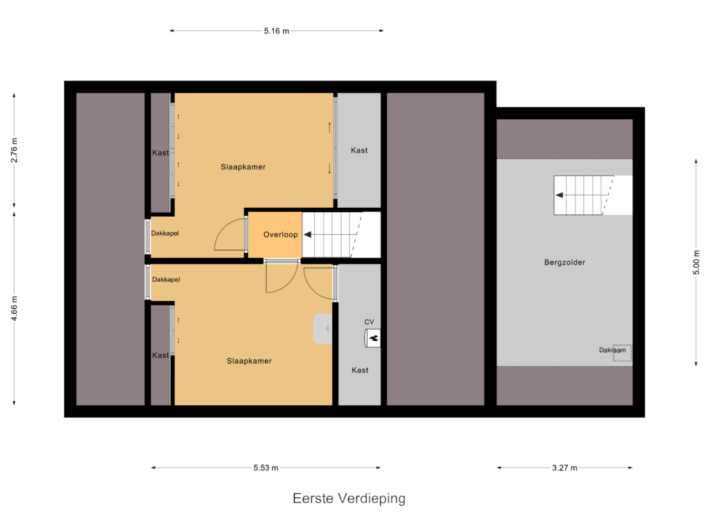 Bekijk plattegrond van Eerste Verdieping van Langevenseweg 4