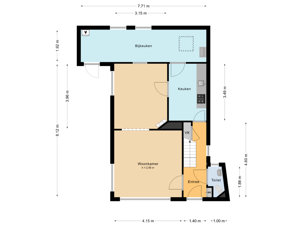 Bekijk plattegrond van Begane grond van Kerksteeg 2