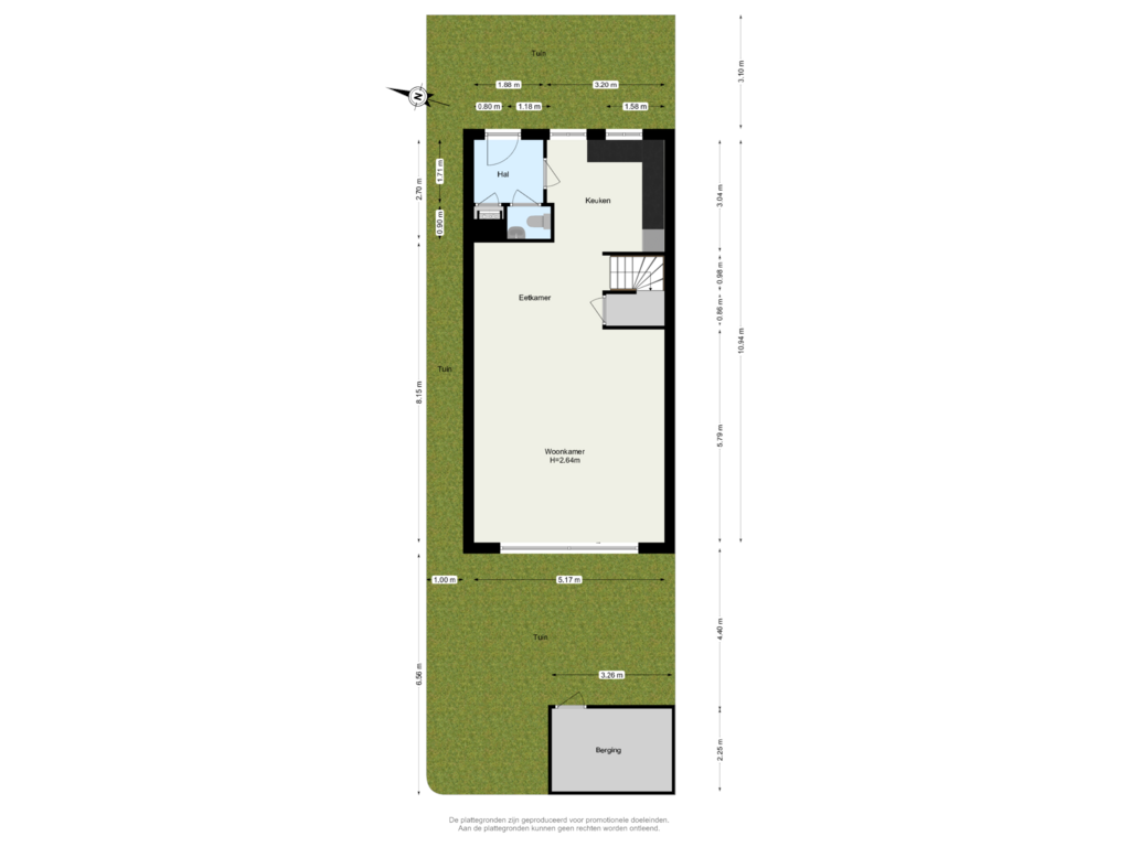 Bekijk plattegrond van Begane Grond inclusief Tuin van 1e Lunarelaan 23