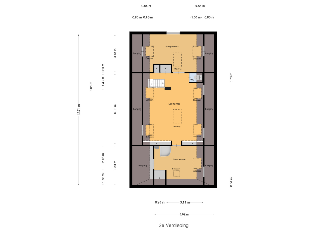 Bekijk plattegrond van 2e Verdieping van Wilhelminastraat 35