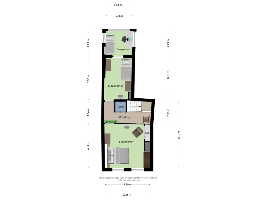 View floorplan of Eerste verdieping of Molenstraat 35