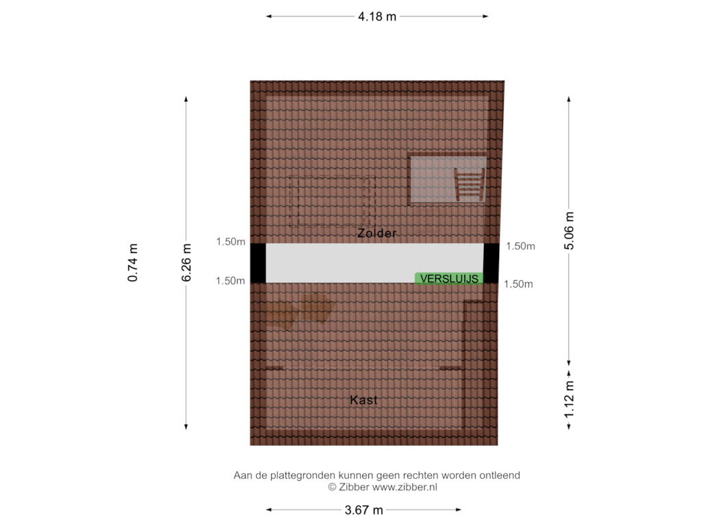 View floorplan of Zolder of Molenstraat 35