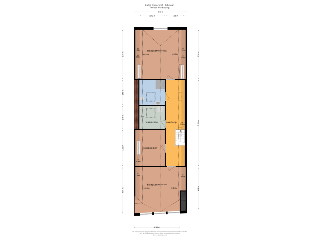 Bekijk plattegrond van TWEEDE VERDIEPING van Luttik Oudorp 62