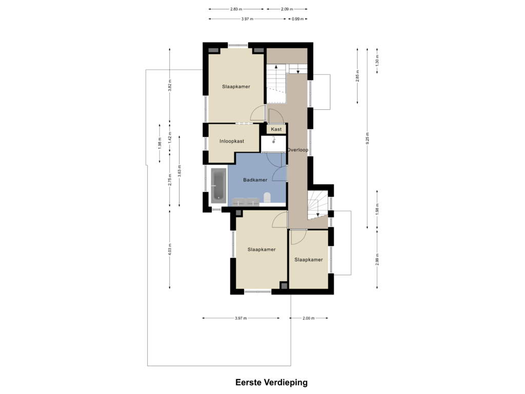 Bekijk plattegrond van Eerste Verdieping van Eiermarkt 28