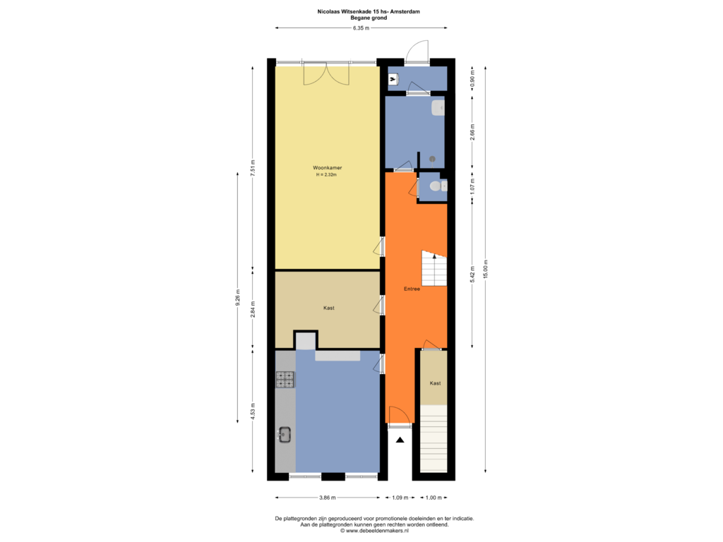 Bekijk plattegrond van Begane grond van Nicolaas Witsenkade 15-H