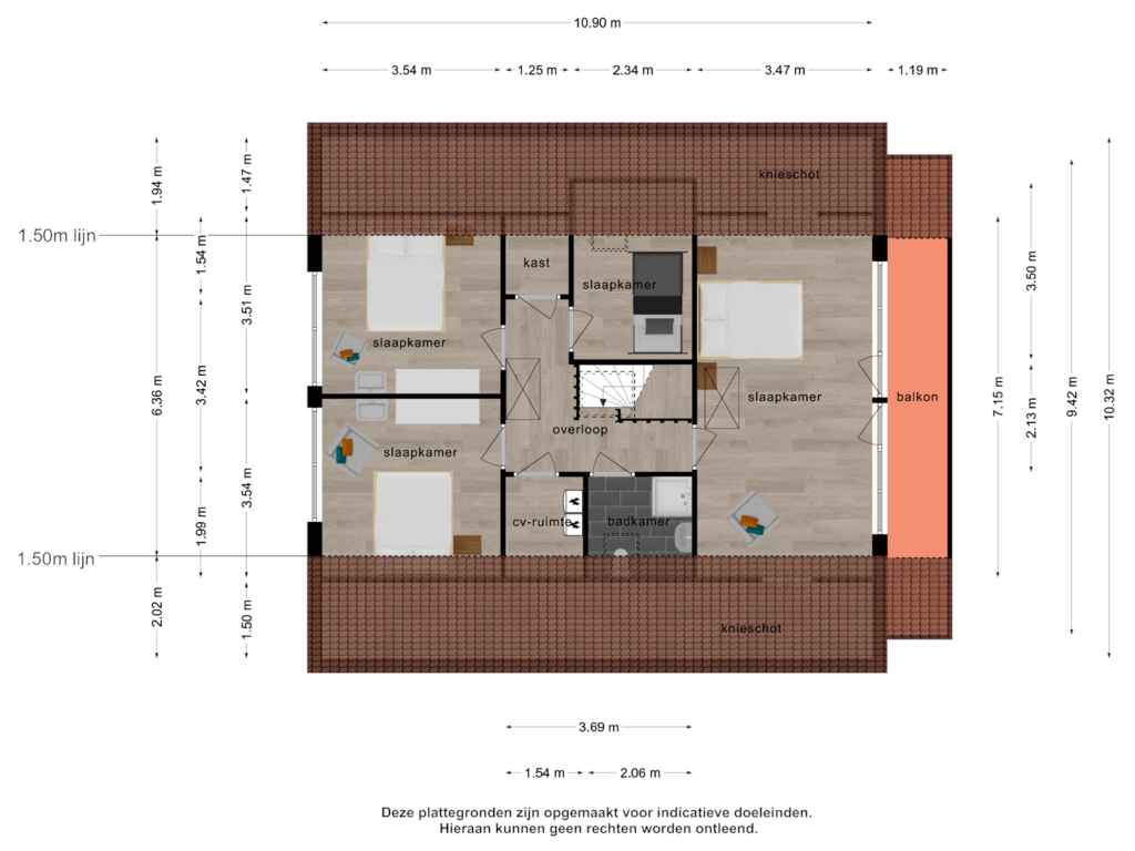 View floorplan of 1e verdieping of J.W. Schuurmanstraat 118