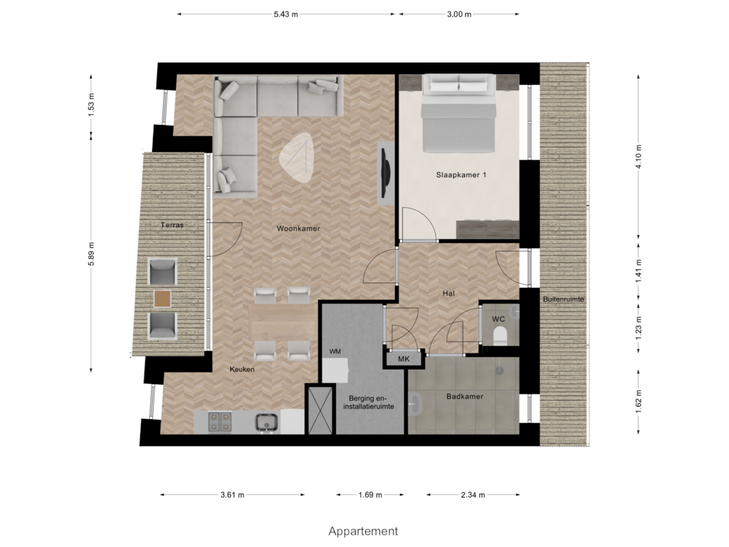 Bekijk plattegrond van Appartement van Pastorieplein (Bouwnr. 2.6)