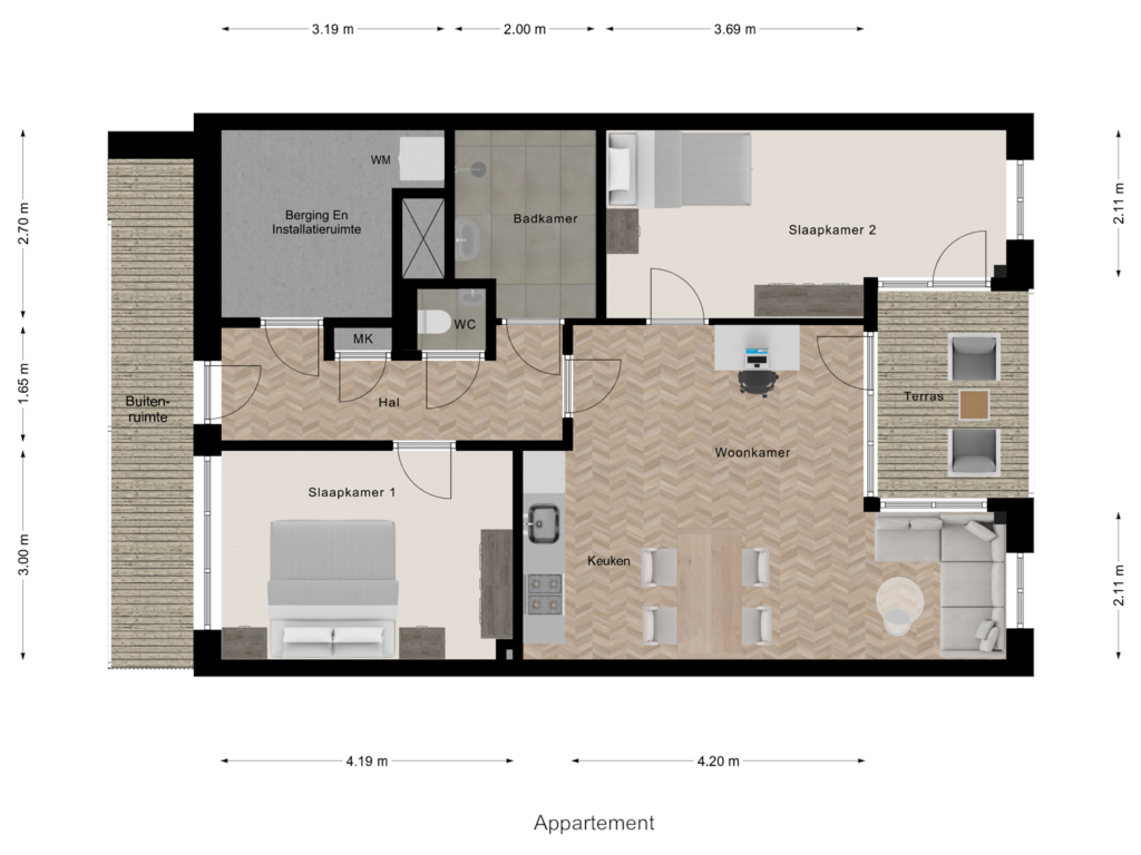 Bekijk plattegrond van Appartement van Pastorieplein (Bouwnr. 2.8)