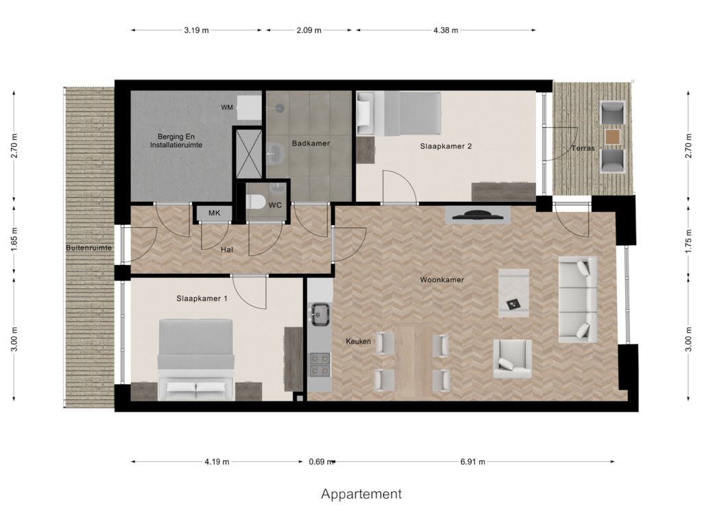 Bekijk plattegrond van Appartement van Pastorieplein (Bouwnr. 3.3)