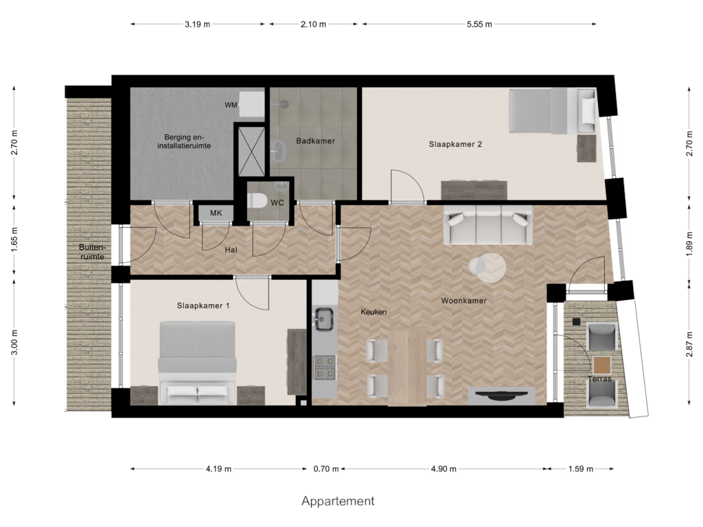 View floorplan of Appartement of Pastorieplein (Bouwnr. 3.2)