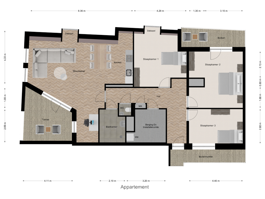 View floorplan of Appartement of Pastorieplein (Bouwnr. 4.2)