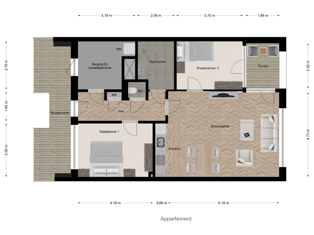 Bekijk plattegrond van Appartement van Pastorieplein (Bouwnr. 1.8)