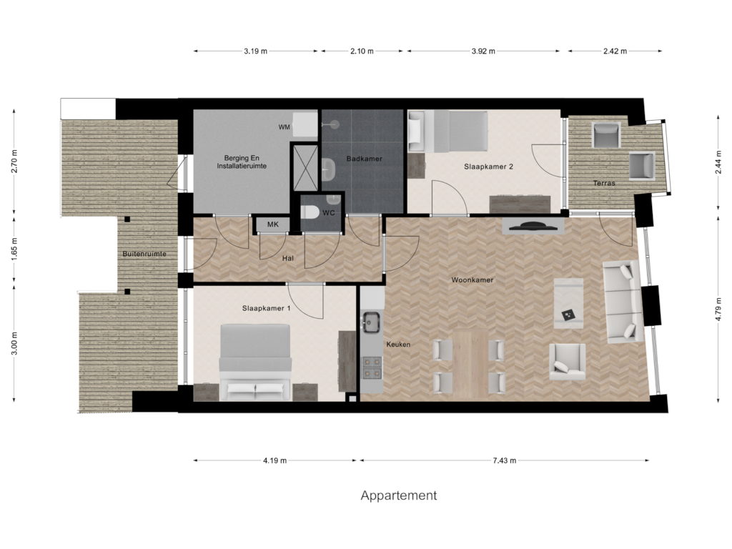 Bekijk plattegrond van Appartement van Pastorieplein (Bouwnr. 1.2)