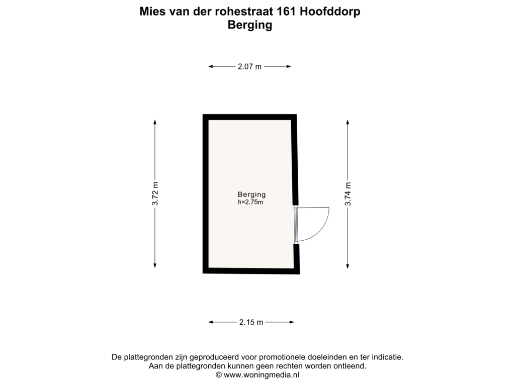 View floorplan of Berging of Mies van der Rohestraat 139