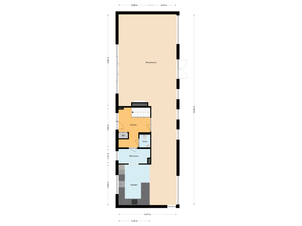 View floorplan of Begane grond of Swaenebloem 4