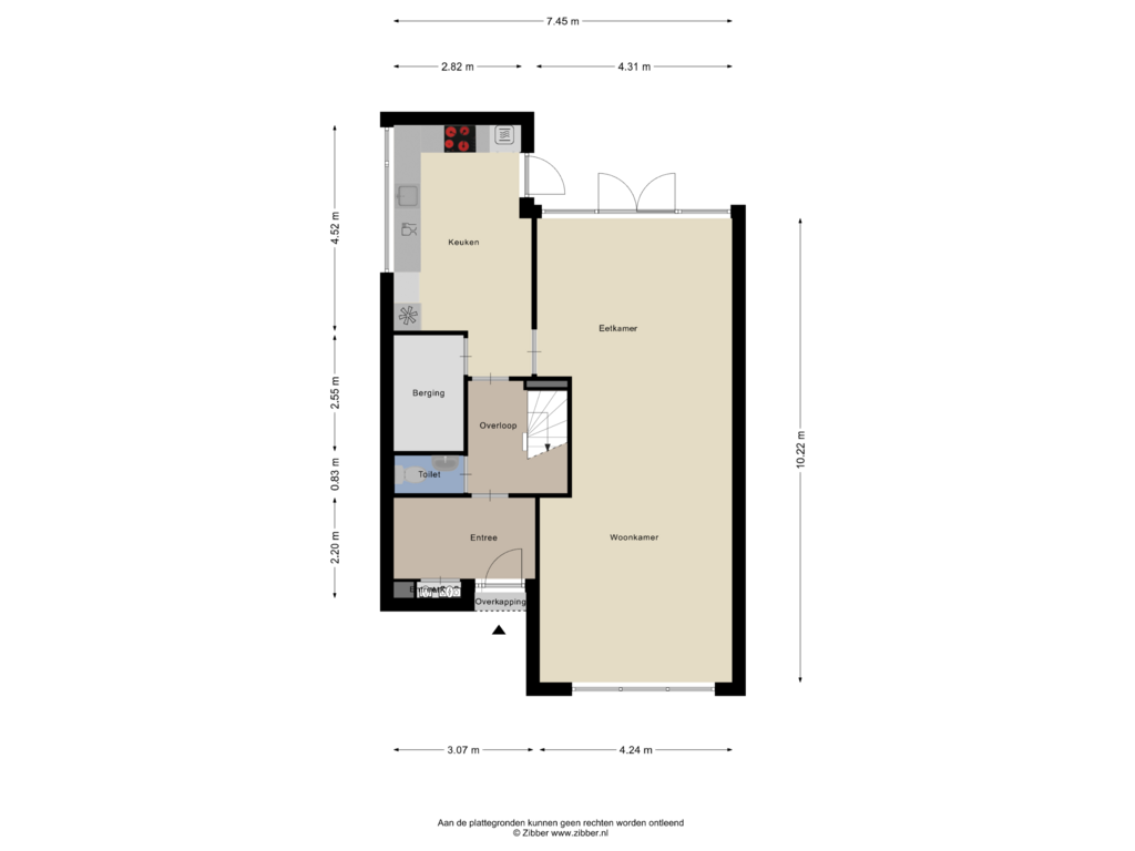 Bekijk plattegrond van Begane grond van Belle van Zuylenstraat 1