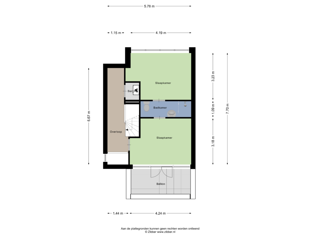 Bekijk plattegrond van Tweede verdieping van Belle van Zuylenstraat 1