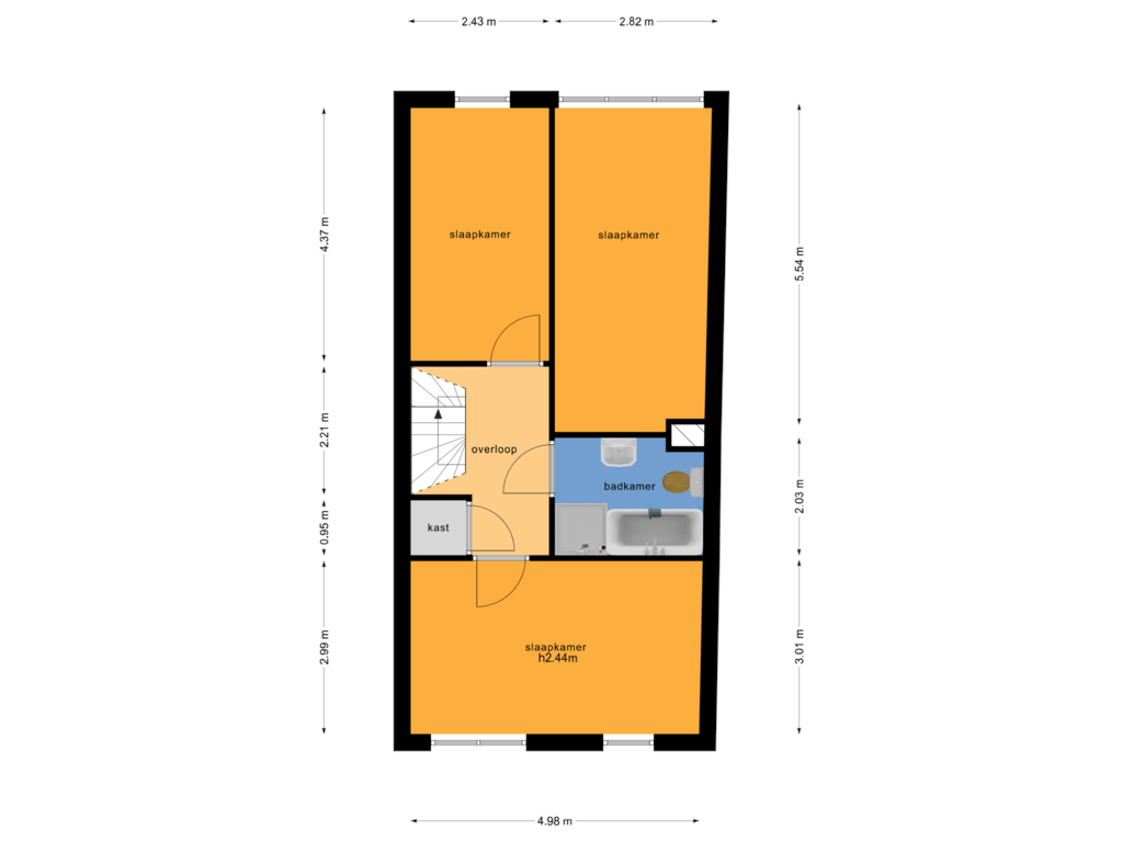 Bekijk plattegrond van Tweede verdieping van Emily Brontësingel 101