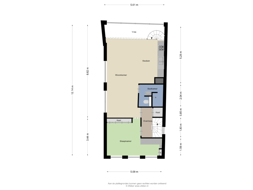 Bekijk plattegrond van Tweede Verdieping van Lange Steigerstraat 12