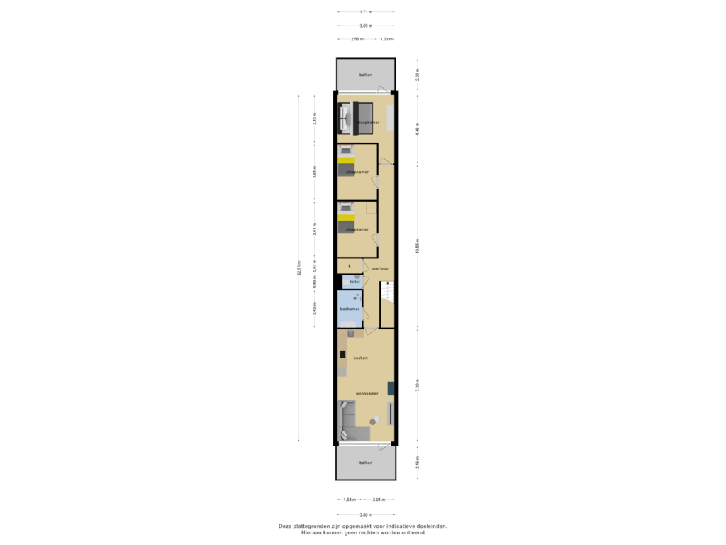 View floorplan of 1e verdieping of Ooster Boekelweg 50-D