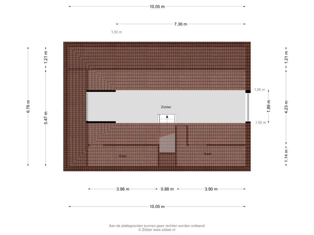 Bekijk plattegrond van Tweede verdieping van Dorpsstraat 21-B