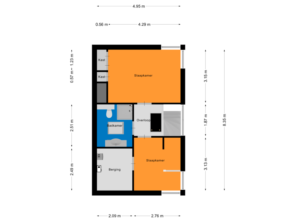 View floorplan of Eerste verdieping of Looierij 40