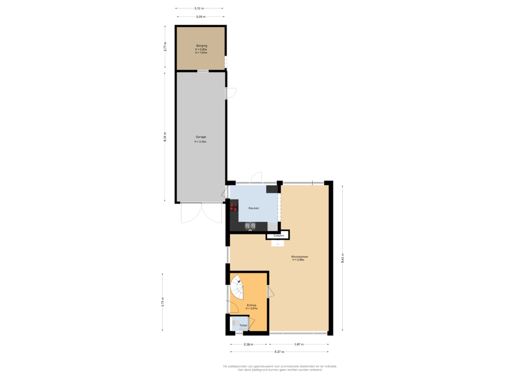 Bekijk plattegrond van Begane grond van Wielewaalstraat 17