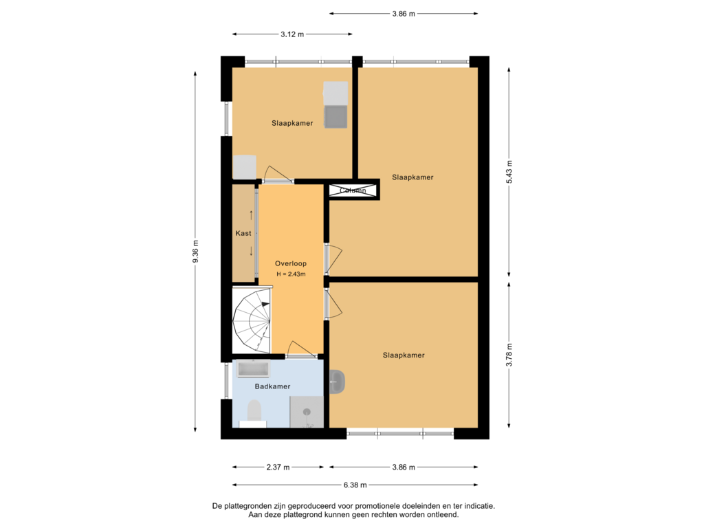 Bekijk plattegrond van Eerste verdieping van Wielewaalstraat 17