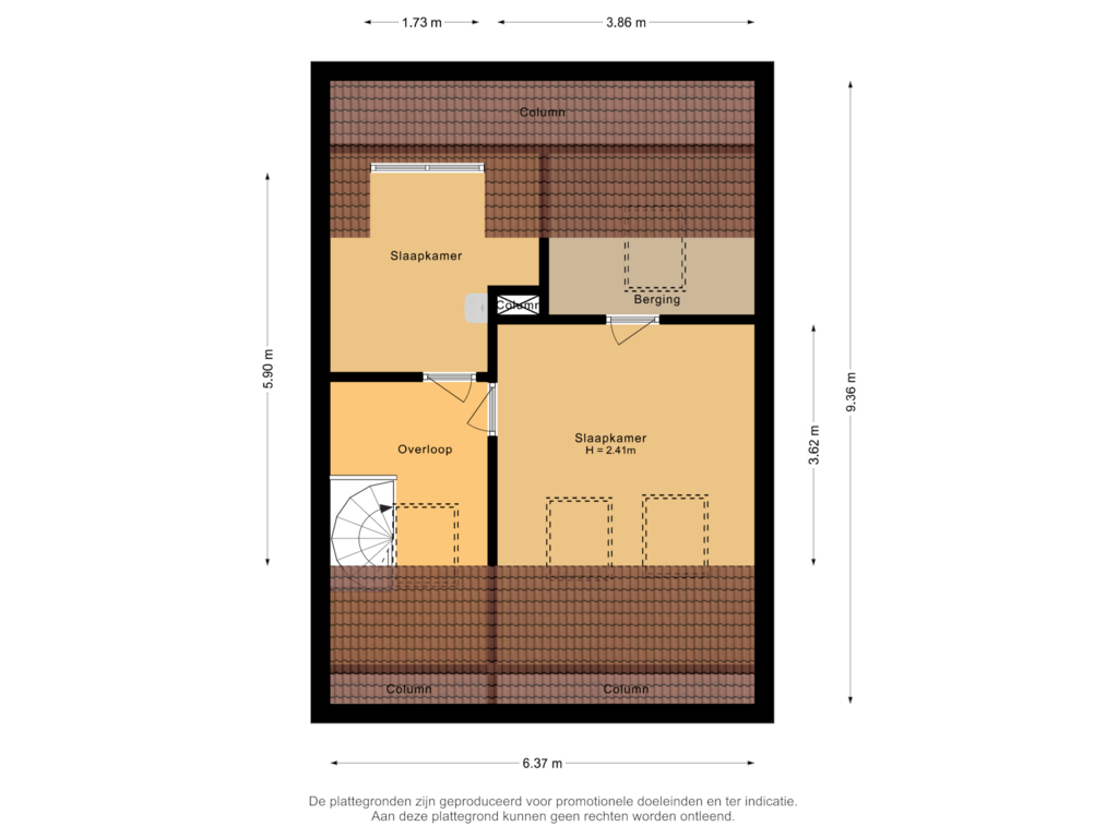 Bekijk plattegrond van Tweede verdieping van Wielewaalstraat 17