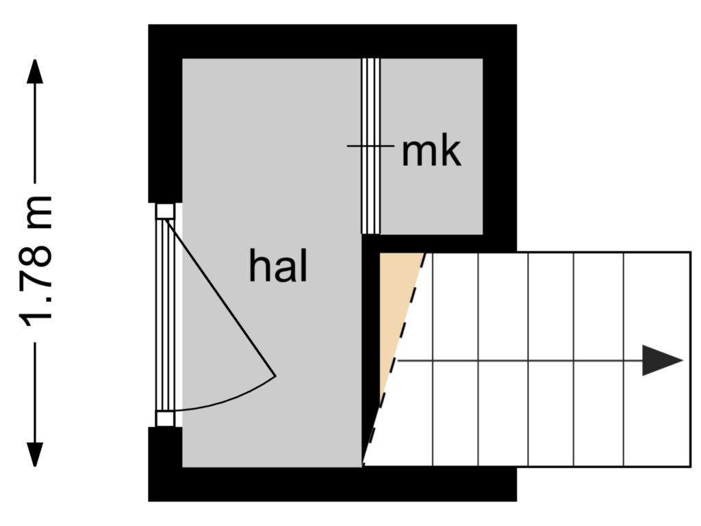 View floorplan of begane grond of Pastoor Pottersplein 48-A