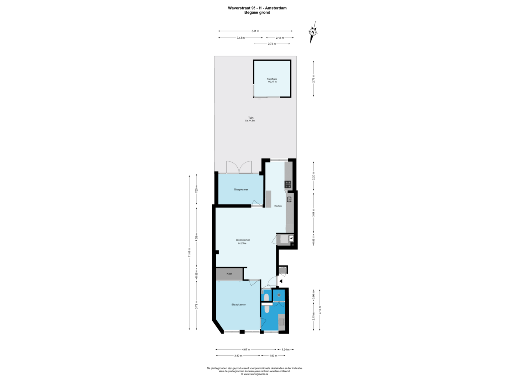 Bekijk plattegrond van begane grond alternatief van Waverstraat 95-H