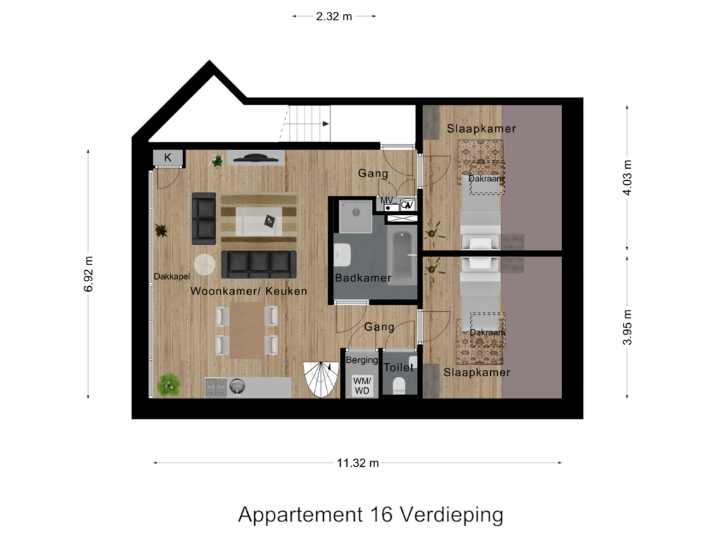 Bekijk plattegrond van Appartement 16  Verdieping van Klaas van Amerongenhof 1-E