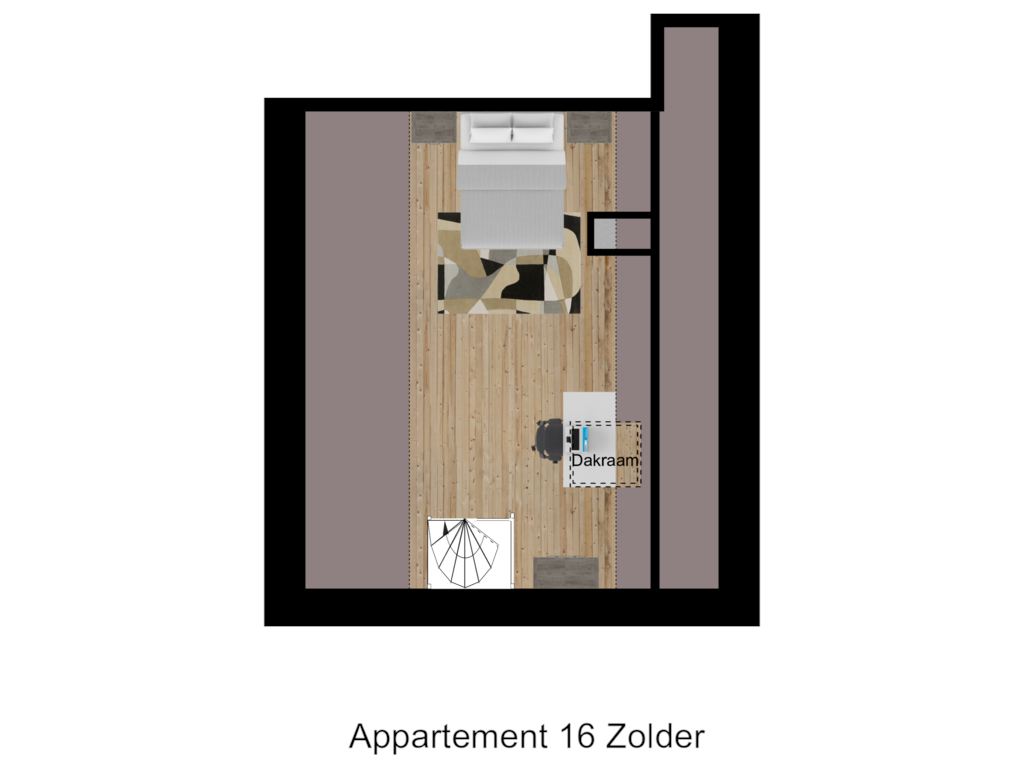 Bekijk plattegrond van Appartement 16 Zolder van Klaas van Amerongenhof 1-E