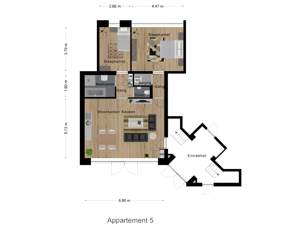 Bekijk plattegrond van Appartement 5 van Klaas van Amerongenhof 1