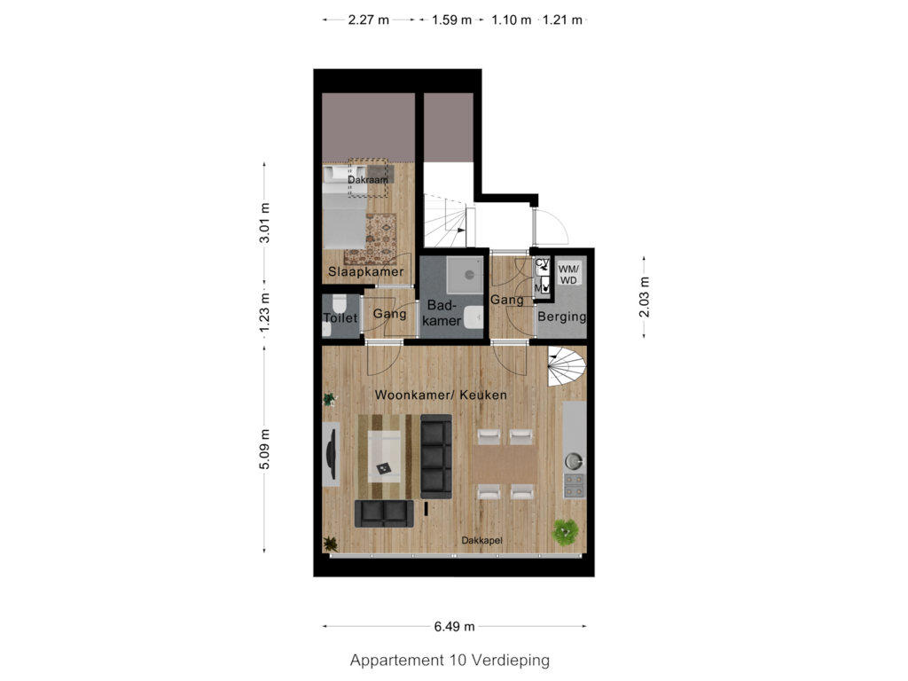 View floorplan of Appartement 10 Verdieping of Prins Clausstraat 2-D