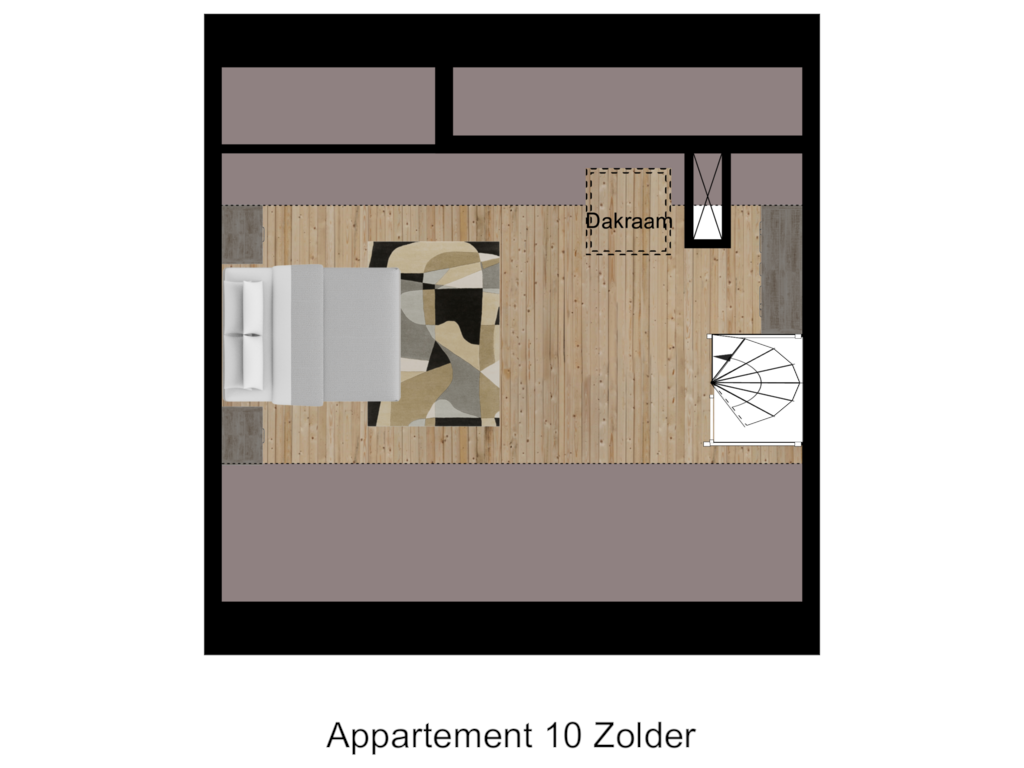 View floorplan of Appartement 10 Zolder of Prins Clausstraat 2-D