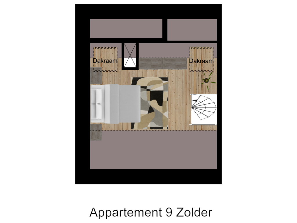 Bekijk plattegrond van Appartement 9 Zolder van Prins Clausstraat 2-B