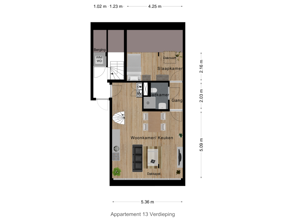 Bekijk plattegrond van Appartement 13  Verdieping van Prins Clausstraat 2-J