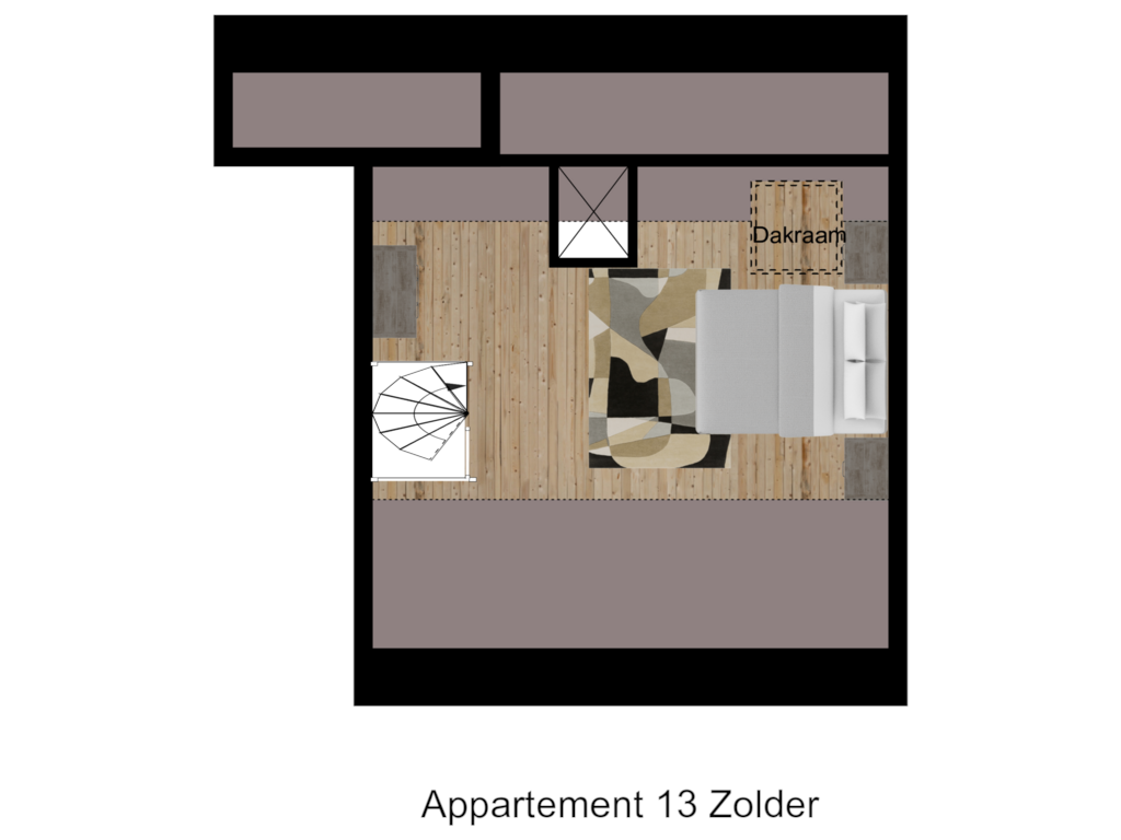 Bekijk plattegrond van Appartement 13 Zolder van Prins Clausstraat 2-J