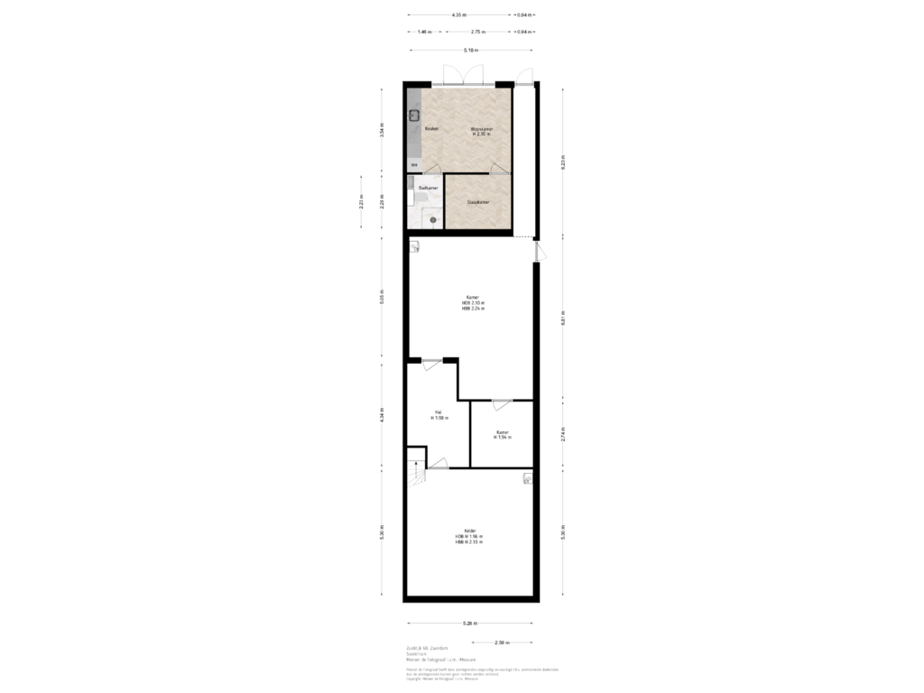 View floorplan of Souterrain of Zuiddijk 68